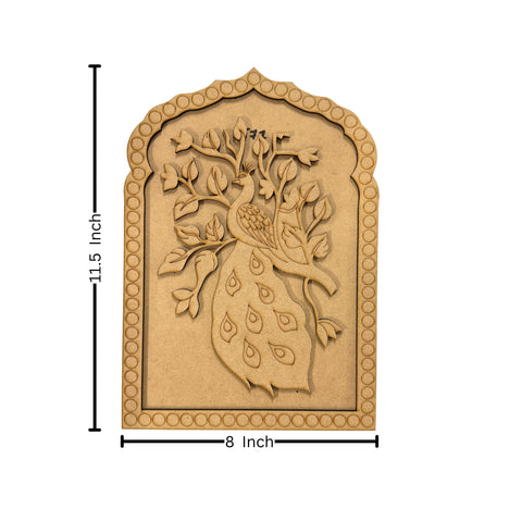 Premarked MDF Peacock Design Jharokha with Mirror-677