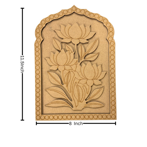 MDF Jharokha Lotus Design with Mirror for Lippan Art-678