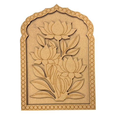 MDF Jharokha Lotus Design with Mirror for Lippan Art-678