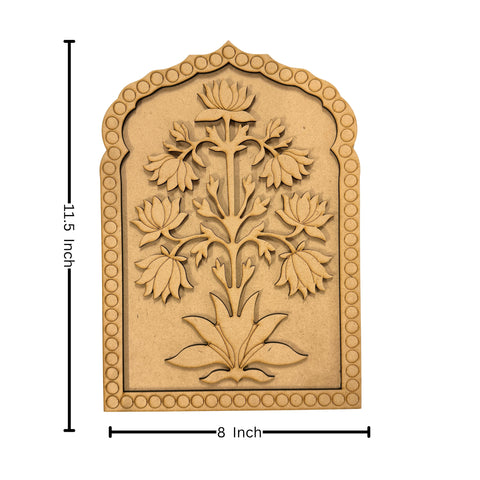 Premarked MDF Lotus Shape Jharokha with Mirror-681