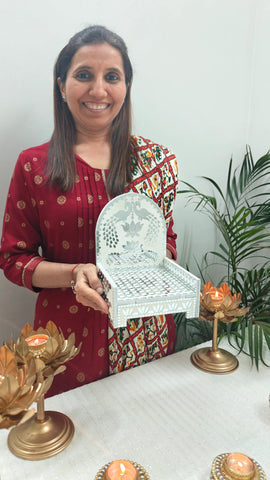 Peacock Lotus Mirror Work Mini Singhasan (Ready Piece) - BAPS-59