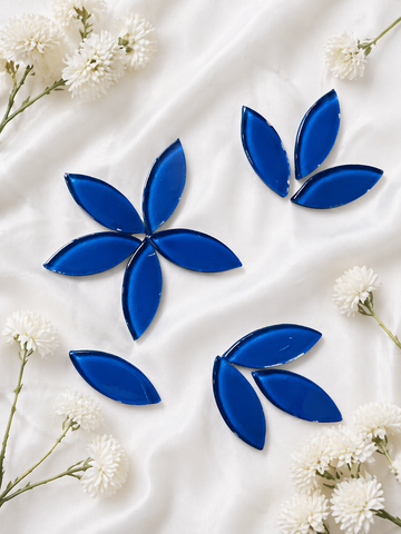 Glossy Blue Mosaic Tiles Leaf Shape-736