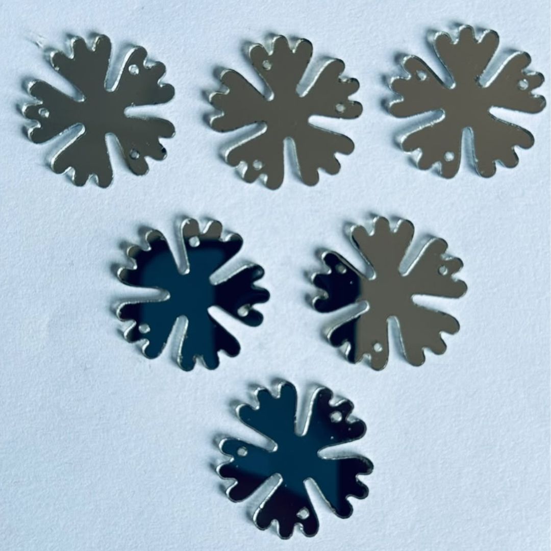 Silver & golden Acrylic Floral Splash Mirror for Fabric Embroidery ( with holes ) A-214