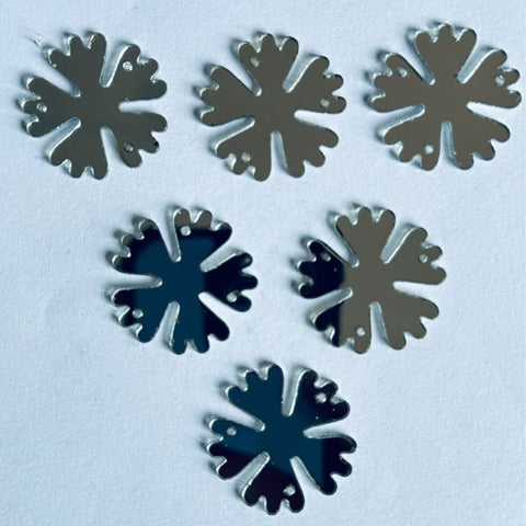 Silver & golden Acrylic Floral Splash Mirror for Fabric Embroidery ( with holes ) A-214