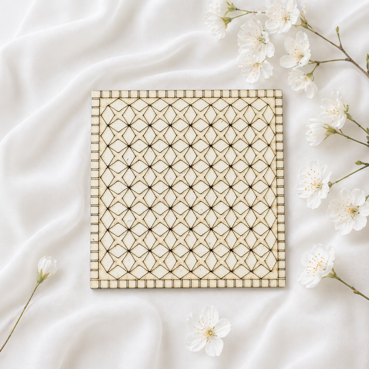4 Inch Geometric Pattern MDF Coaster for Lippan Art & Mirror Work DIY Craft-714