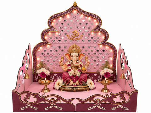 Lotus Mirror Mdf Ready Piece Sihasan (Ready Piece)-BAPS-33