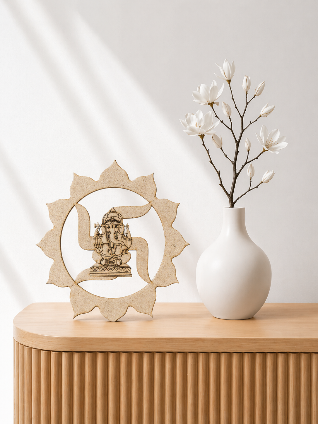 Ganpati Swastik Design MDF Base for Lippan Art--721