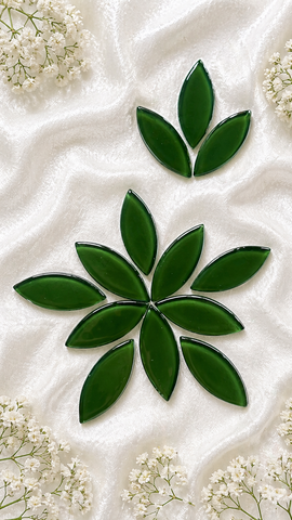 Glossy Green Mosaic Tiles Leaf Shape-734
