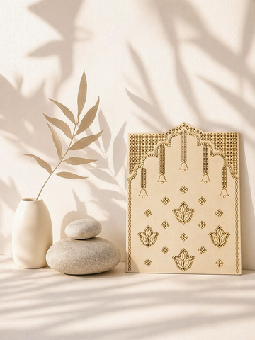 Designer MDF Jharokha Panel with Hanging Bells Pattern-746