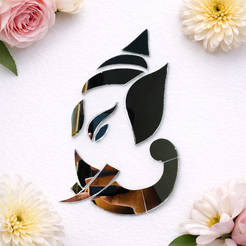 Lord Ganesha Shape Silver Mirror G-1188