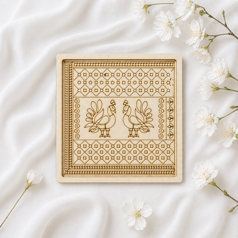 Peacock Border Premarked MDF Frame Board for Lippan Art-762