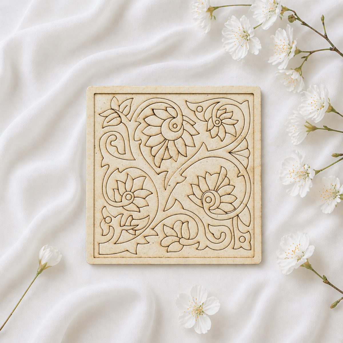 Elegant Floral Premarked MDF Board for Lippan Art-763