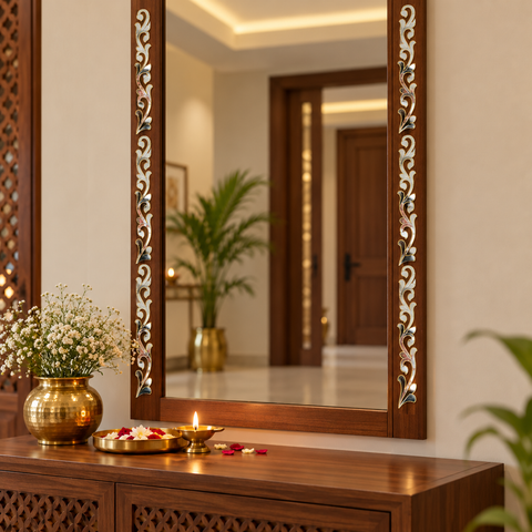 Ready to Use Mirror Lace Border on Transparent Sheet – Decorative Door & Wall Mirror Patch ST-94