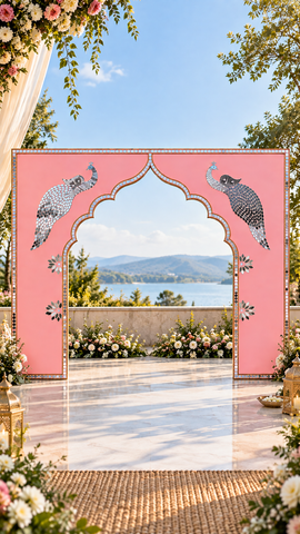 Peacock Arch Mirror Work Ready Piece for Wedding & Event Decoration - BAPS-103