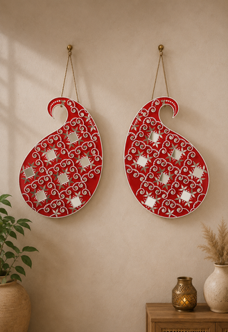 Floral Paisley Shape Premarked MDF Board with Mirror for Lippan Art-810