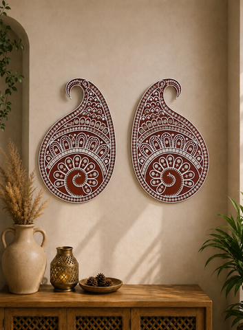 Paisley Shape Premarked MDF Board with Mirror for Lippan Art & Mirror Work-811