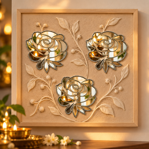 Rose Shape Mirror Ready Piece for Lippan Art & DIY Décor ST-55