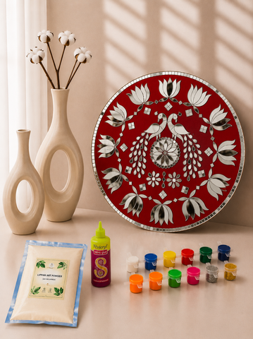 Decorative peacock Round mdf (with mirrors)-461 Mosaic kit-1618