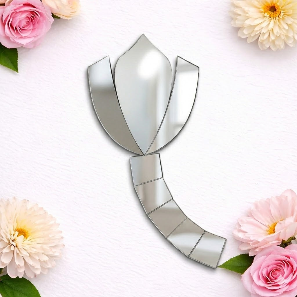 Fancy Lotus shape silver mirror (1377 - KN)
