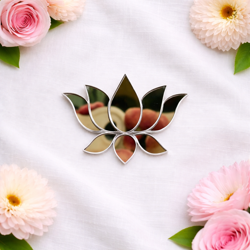 Fancy Lotus shape silver mirror K-1136