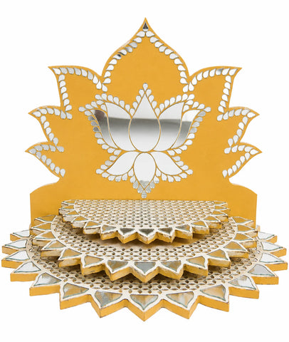 Lotus Step Singhasan with Mirror Work (Ready Piece) - BAPS-58