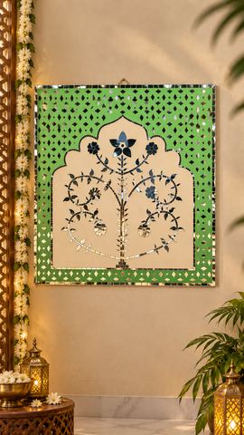 Floral Tree Mirror Work Ready Wall Décor Panel  (Ready Piece)3 FEET - BAPS-84