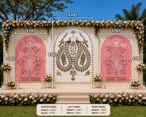 Luxury Mirror Work Wedding Stage Backdrop-BAPS-13
