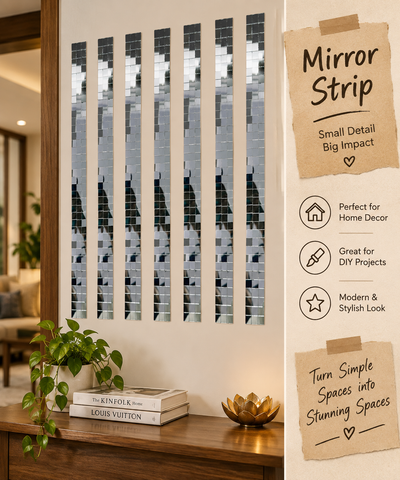 Flexible Straight Mirror Strip on Transparent Sheet for Wall Decor, Mirror Frame & DIY Home Decoration--ST-26