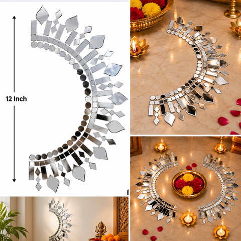 Half Rangoli Mirror Design for Entrance, Pooja & Festive Decor – ST-61