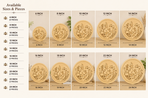 Lotus Garden Round Premarked MDF Base for Lippan Art & DIY Craft-825