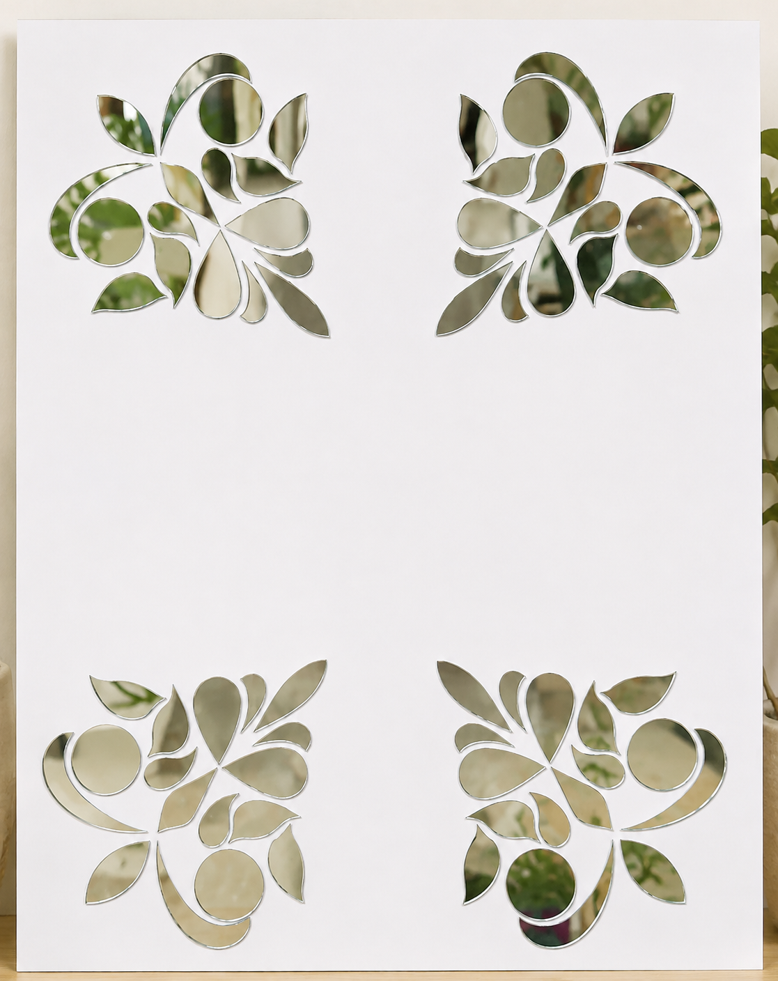 Floral Corner Silver Mirror Design for Lippan Art - 832