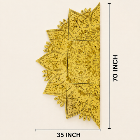 Half Floral Mandala MDF Base for Lippan Art & Mirror Work - 834