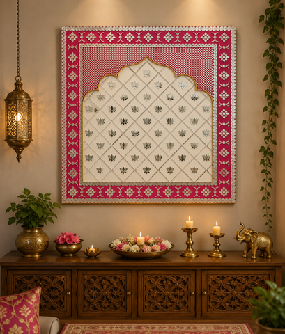 Lotus Arch Mirror Work MDF Backdrop (Ready Piece) - BAPS-67