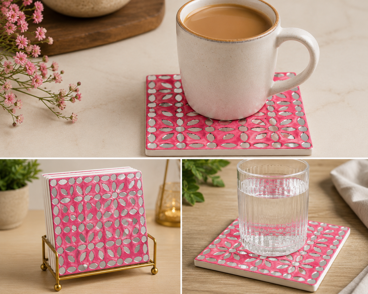 4 Inch Floral Pattern MDF Coaster for Lippan Art & DIY Craft-713