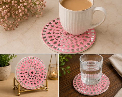 Mandala Pattern MDF Tea Coaster  Mirror Work-787