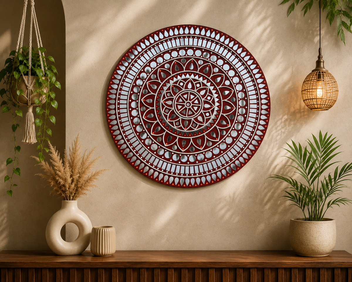 Premarked Round MDF Base for Lippan Art, Mandala Art & Mirror Work DIY Craft -813