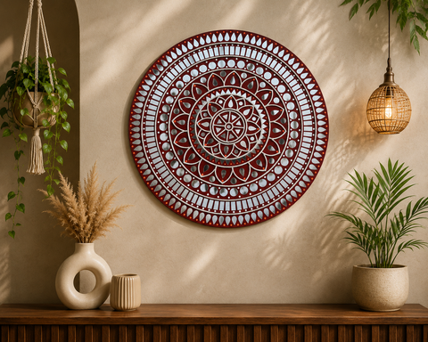 Premarked Round MDF Base for Lippan Art, Mandala Art & Mirror Work DIY Craft -813