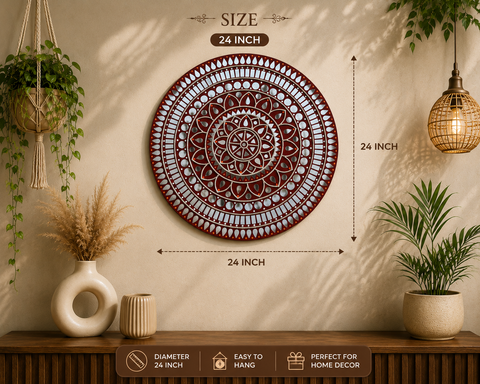 Premarked Round MDF Base for Lippan Art, Mandala Art & Mirror Work DIY Craft -813