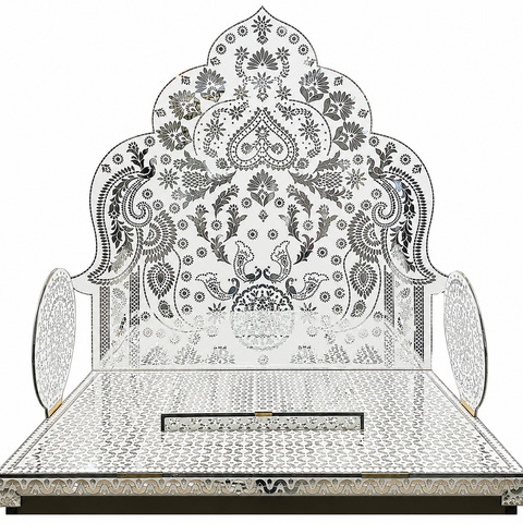 Mirror Sihasan for Home Mandir, Pooja Setup & Festive Decoration (MDF with mirror)-10057