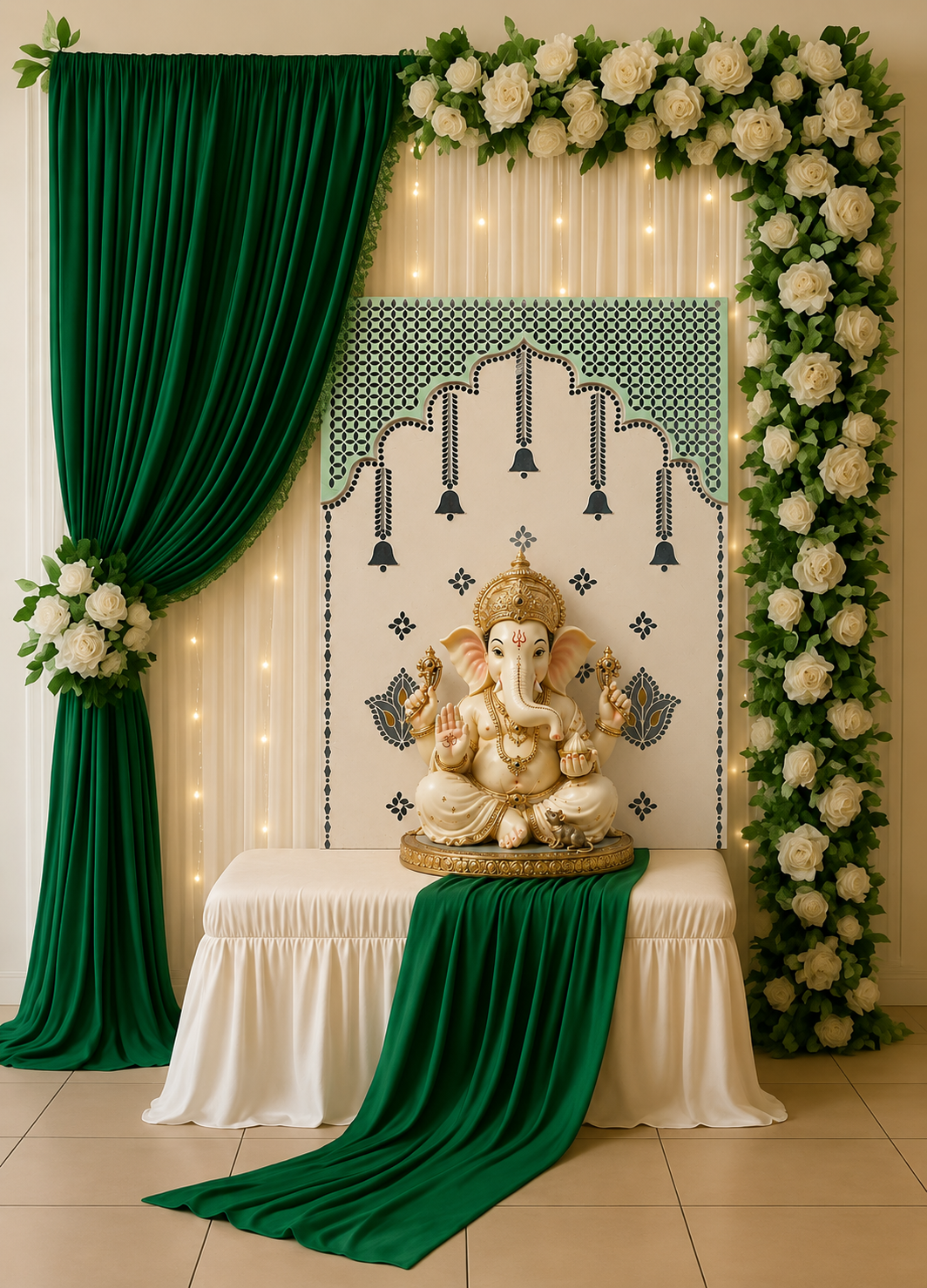 Designer MDF Jharokha Panel with Hanging Bells Pattern-746