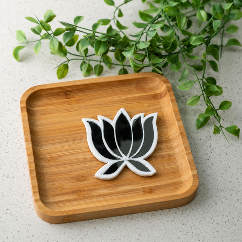 Handmade Silver Mirror Lotus Clay Cutout for Lippan Art & DIY Crafts MG-20