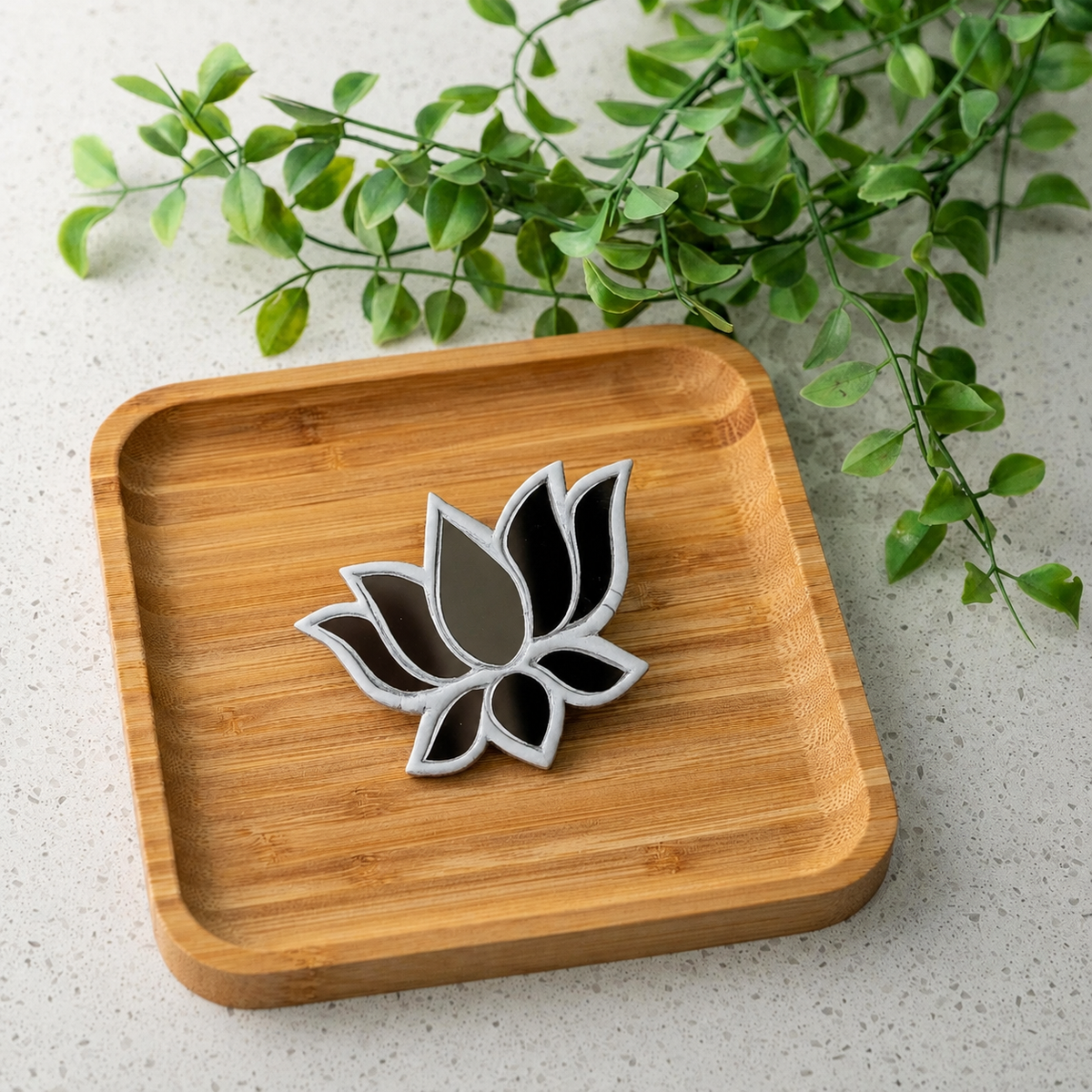 Lotus Mirror Clay Decorative Cutout for Lippan Art & Craft Projects MG-9