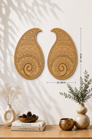 Paisley Shape Premarked MDF Board with Mirror for Lippan Art & Mirror Work-811