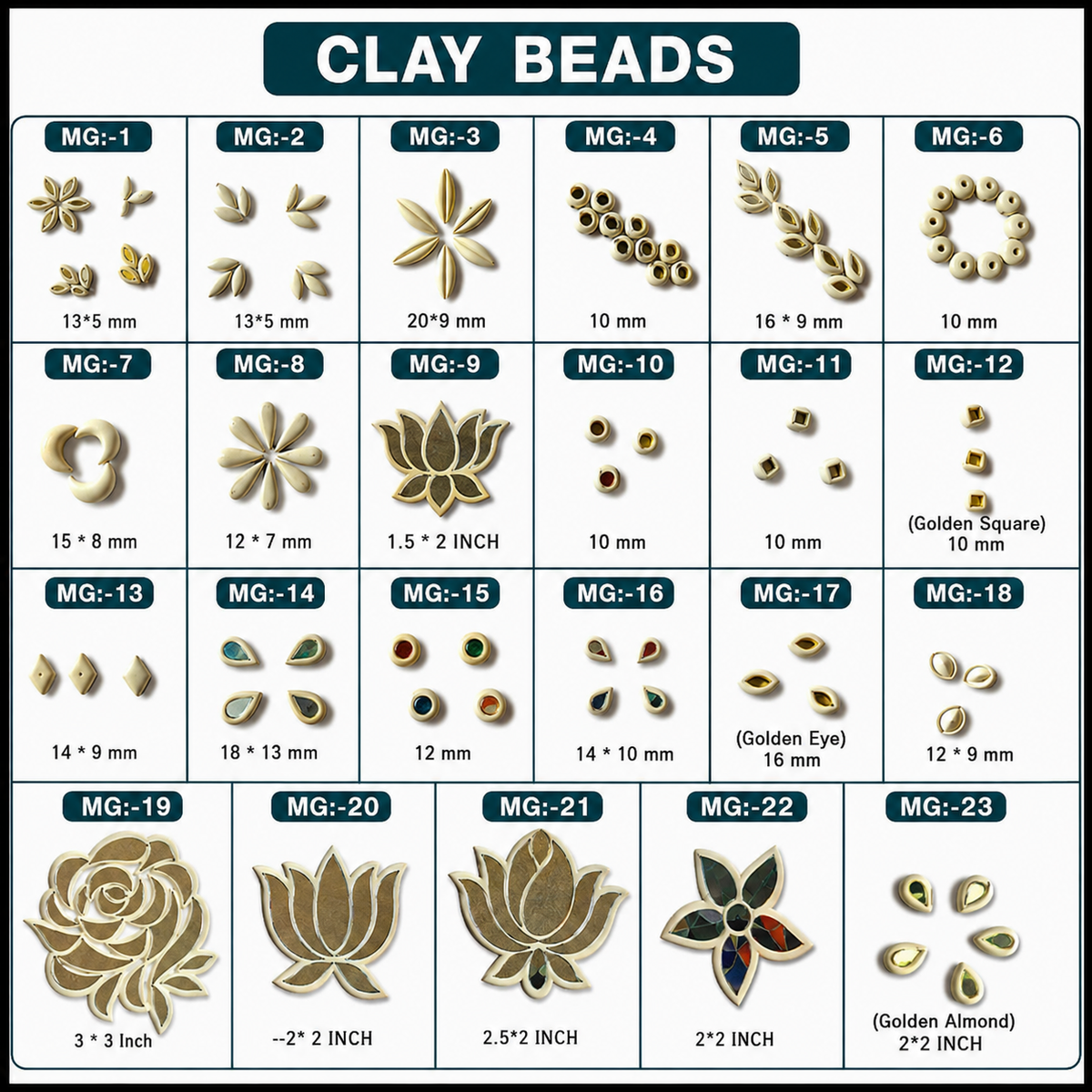Clay Beads for Lippan Art & Mirror Work | Multiple Shapes & Piece Options