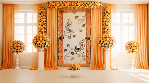 Peacock Floral Premarked MDF Board for Lippan Art & DIY Wall Decor-1385