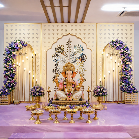 Premium Floral Jharokha Mirror Backdrop (Only Mirror & Stencil) for Wedding  & Event Decor-1449