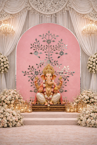 Royal Tree Mirror Backdrop (Only Mirror & Stencil) for Wedding  & Premium Event Decor-1398