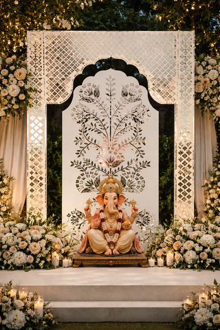 Decorative Jharokha Mirror Panel for Home Decor – 1 Piece (Mirror & Stencil Included) – 1434