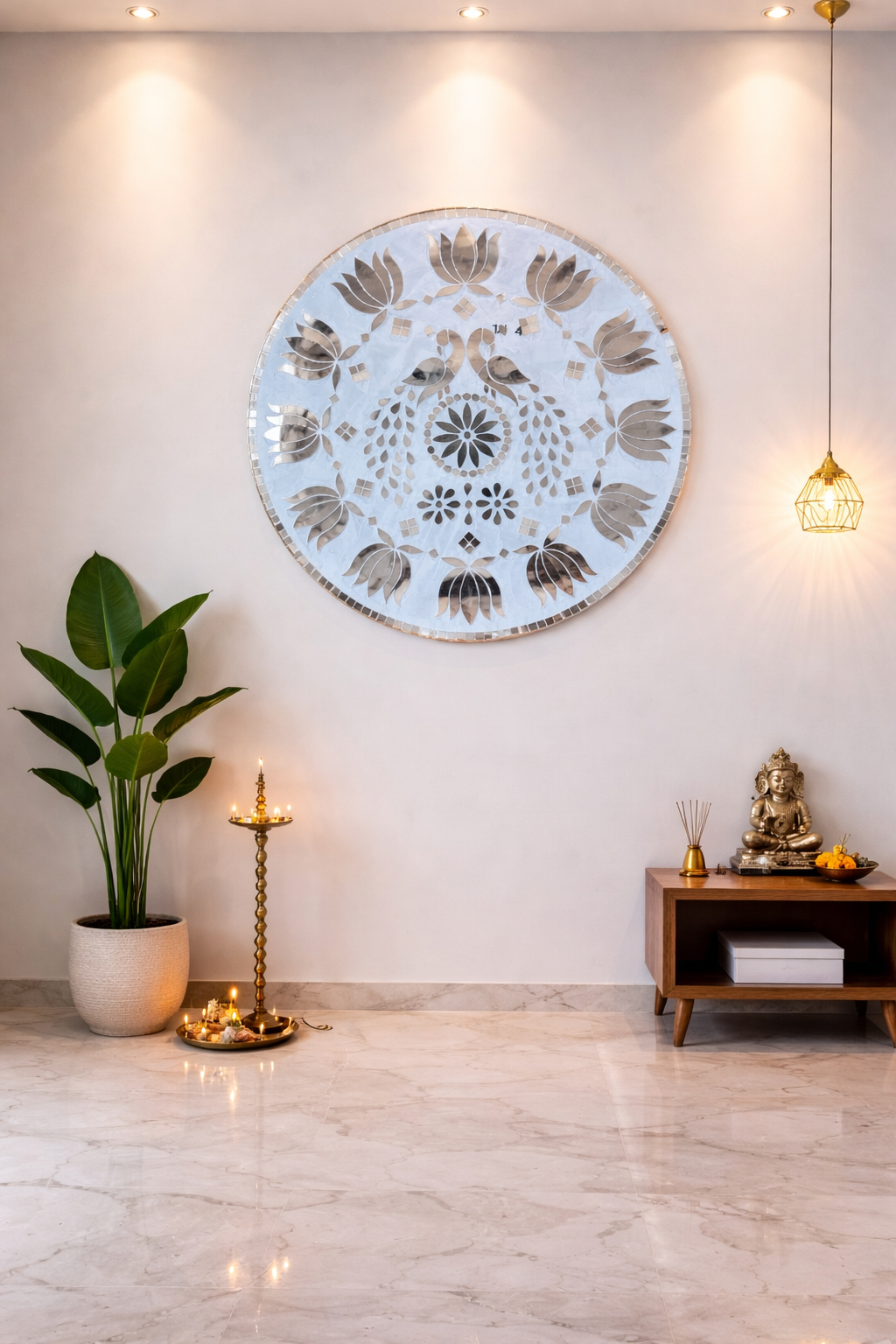 Round peacock mdf (with mirrors)-461