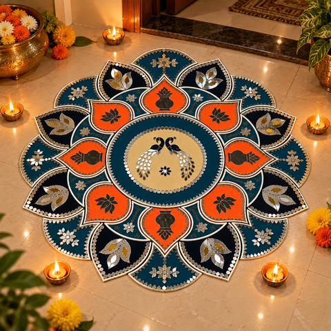 Decorative Rangoli Set – Multi-Piece Traditional Rangoli for Floor, Wall & Home Décor (Ready Piece)- BAPS-105